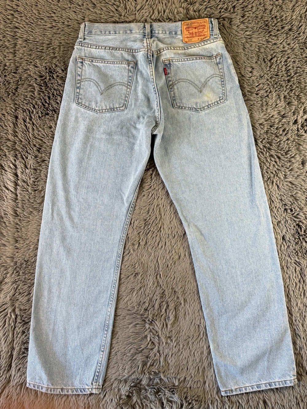 Levi’s 505 Regular Fit Jeans Men’s 34x32 Light Wash Straight Leg Denim USA Style